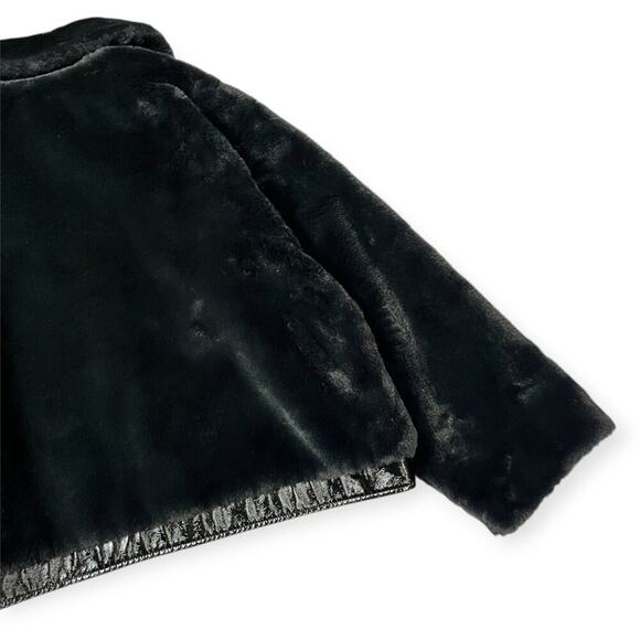 NEW Maeve SUPER SOFT Faux Fur Jacket Leather Trim SIZE XLP Petite Black NWOT - Picture 11 of 15